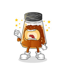 pepper powder yawn character. cartoon mascot vector