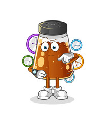 pepper powder with wristwatch cartoon. cartoon mascot vector