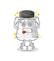 salt shaker dizzy head mascot. cartoon vector