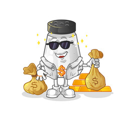 salt shaker rich character. cartoon mascot vector