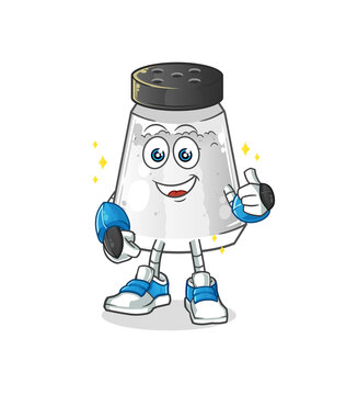 salt shaker robot character. cartoon mascot vector