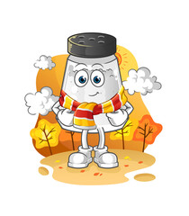 salt shaker in the autumn. cartoon mascot vector