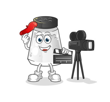 salt shaker director mascot. cartoon vector