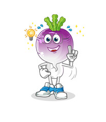 turnip head cartoon got an idea. mascot vector