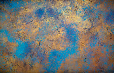 Blue wall background with abstract spots. Beautiful pearly texture, abstract wall surface background, vintage surface texture with copy space, unusual spotty surface.