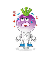 turnip head cartoon low battery mascot. cartoon vector