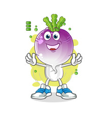 turnip head cartoon full battery character. cartoon mascot vector