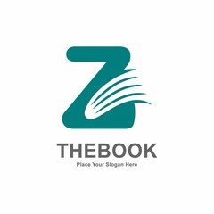 Fototapeta premium Abstract Letter Z with book or paper logo vector design. Suitable for business, web, education, online store, and identity symbol