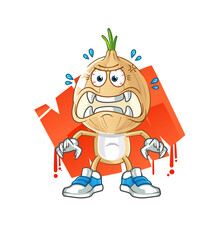 garlic head cartoon monster vector. cartoon character