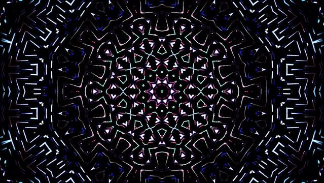 shining bright lines set wave motion, colorful, on black background	