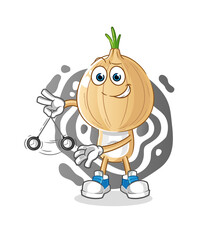 garlic head cartoon hypnotizing. cartoon mascot vector