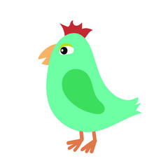 A cute green bird, a flat little chick character 