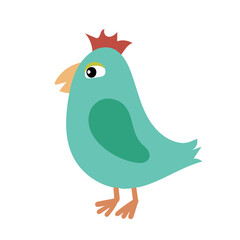 A cute green bird, a flat little chick character 