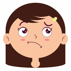 girl confused face cartoon