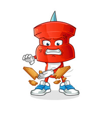 push pin head cartoon karate mascot. cartoon vector