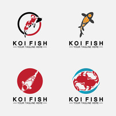 Koi Fish Logo Design Vector Template
