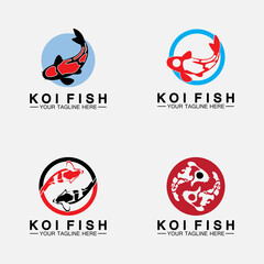Koi Fish Logo Design Vector Template