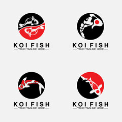 Koi Fish Logo Design Vector Template
