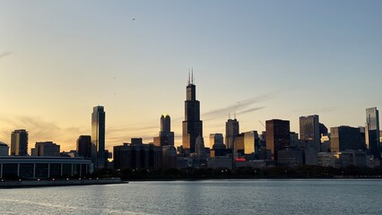 Naklejka na ściany i meble Chicago City Skyline, city view