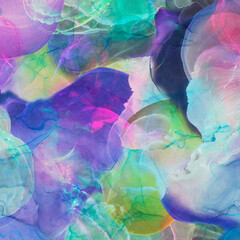 Flowing ink, alcohol ink print design. Cosmic abstraction of the Universe. Alternate reality of the metaverse. surface design, background