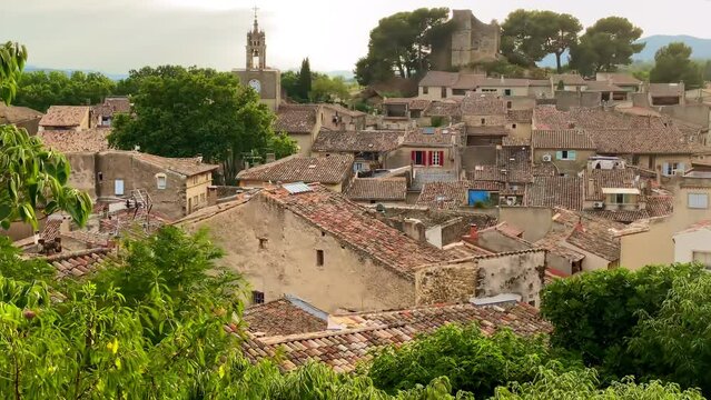 Village of Cucuron at sunset in the Luberon valley in Provence, France