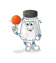 salt shaker playing basket ball mascot. cartoon vector