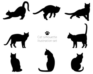 猫のシルエットのイラストセット