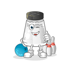salt shaker play bowling illustration. character vector