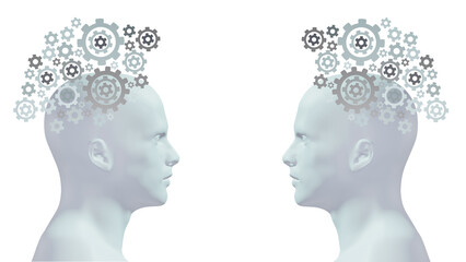 3 d render, concept collective idea startup team, isolated white background