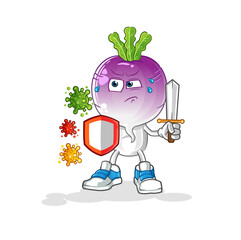 turnip head cartoon against viruses. cartoon mascot vector