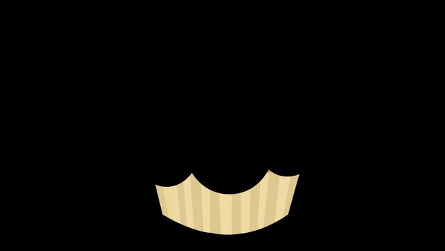 Loop animation of a cupcake being bitten, on a transparent background (with a transparent background with alpha channel set to zero)