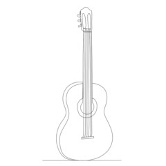 Fototapeta premium guitar contour one line sketch vector