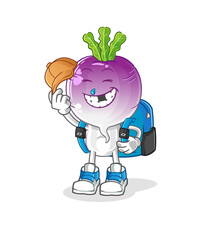 turnip head cartoon goes to school vector. cartoon character