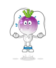 turnip head cartoon jump rope exercise. character vector