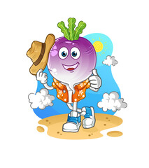 turnip head cartoon go on vacation. cartoon mascot vector