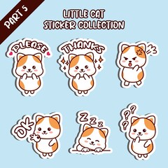 Set of little cat sticker collection please thanks angry OK sleep angry cry emoticon cute design