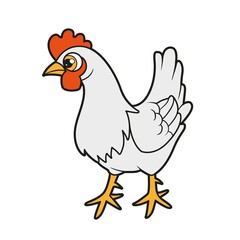 Cartoon hen outlined for coloring book on white background