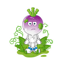 turnip head cartoon waiting too long mascot. cartoon vector