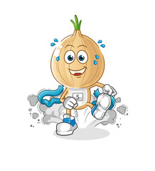 garlic head cartoon runner character. cartoon mascot vector