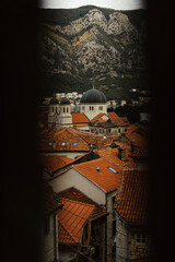 Old town of Kotor country. Historical part of the european city. Panorama of the city. Explore Montenegro