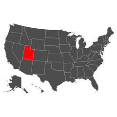Vector map of Utah. High detailed illustration. Country of the United States of America. Flat style. Vector