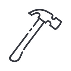 Hammer line icon isolated on white transparent background