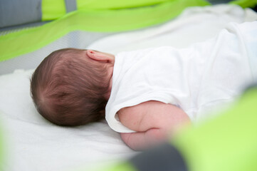Newborn baby in bed , high quality photo