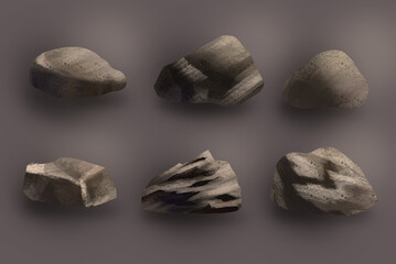 set of grey stones illustration