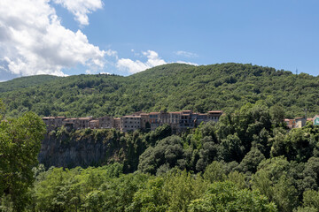 panoramic view of castellfollit de la roca in the area of la garrotxa in the north of spain