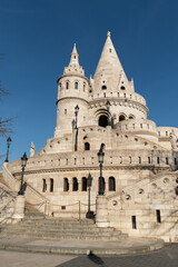 Fototapeta na wymiar Fisherman's bastion fortress with towers in Budapest, Hungary