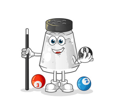 recommend clip art: salt shaker plays billiard character. cartoon mascot vector
