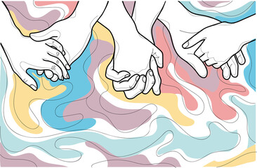 Vector illustration black outline holding with graphic color background