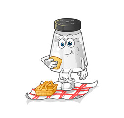 salt shaker on a picnic cartoon. cartoon mascot vector