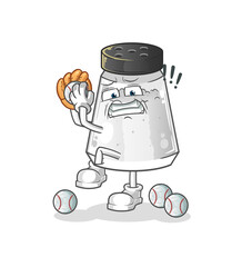 salt shaker baseball pitcher cartoon. cartoon mascot vector